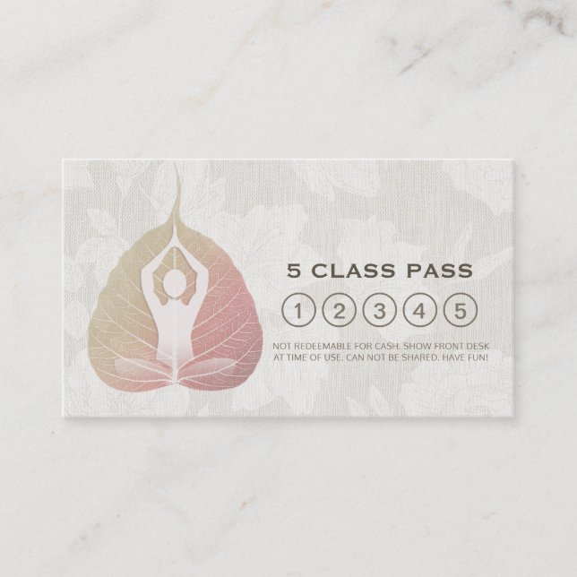 Carte De Fidélité Yoga Studio Classe Pass Méditation Pose Bodhi Leaf (Devant)