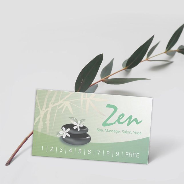 Carte De Fidélité ZEN Stone Bambou Massage Thérapie Salon Spa Fidéli (Créateur téléchargé)