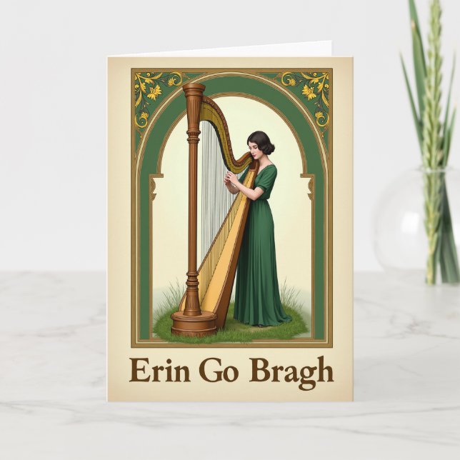 Carte de fierté irlandaise à la harpe émeraude (Devant)
