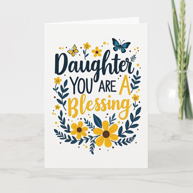 Carte de Fille Bénédiction Fleurs Points (Devant)