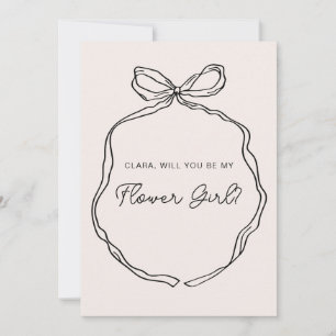 Carte de fille de la fleur de ruban blanc à main d