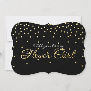 Carte de FILLE FLEUR de confettis en feuille d'or