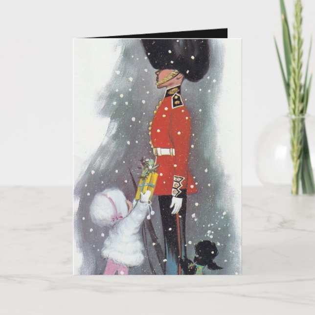 Carte de fille retro Vintage de Noël personnalisab (Devant)