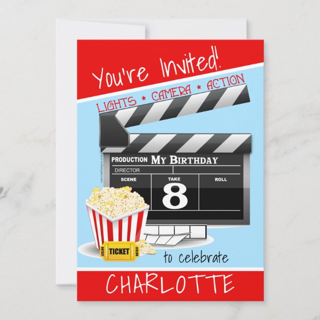 Carte de film Popcorn 8e fête d'anniversaire (Devant)