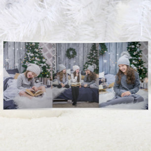 Carte De Fin D'année Trois Volets 4 grandes photos Joyeux et lumineux Noël