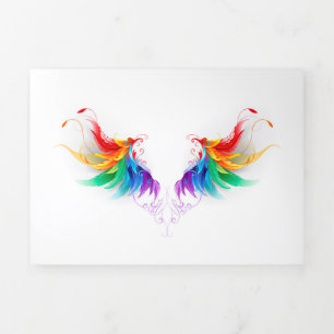 Carte De Fin D'année Trois Volets Ailes fluffy arc-en-ciel