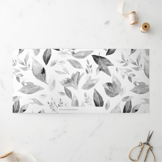 Carte De Fin D'année Trois Volets Aquarelle chute feuilles 8 (Extérieur)