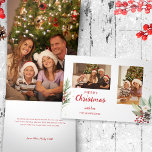 Carte De Fin D'année Trois Volets Aquarelle moderne Noël Botanique à deux photos<br><div class="desc">Deux modèle photo modernes et propres,  avec des botaniques de Noël aquarellées et des éclats d'or subtils.</div>