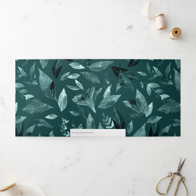 Carte De Fin D'année Trois Volets Aquarelle tombée feuilles 10 (Extérieur)