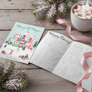 Carte De Fin D'année Trois Volets Atelier de lutins du Pôle Nord Fun Santa Claus Col
