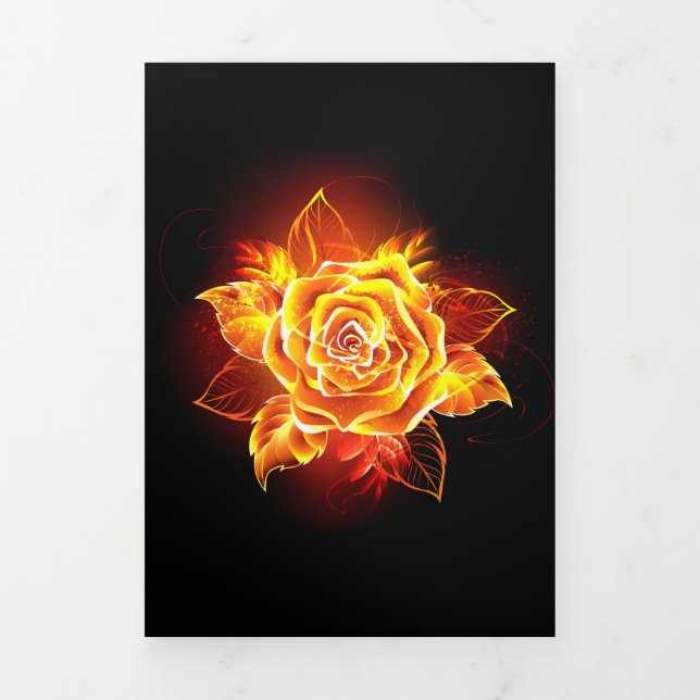 Carte De Fin D'année Trois Volets Blooming Fire Rose (Page de couverture)