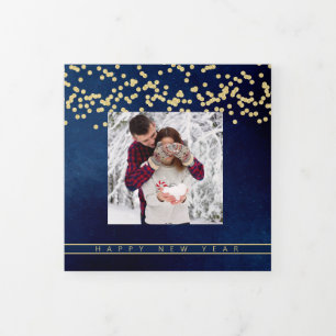 Carte De Fin D'année Trois Volets Bonne Année Collage de photos de famille Navy et O