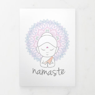 Carte De Fin D'année Trois Volets Bouddha mignon Dit Namaste