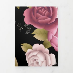 Carte De Fin D'année Trois Volets Bouquets de Roses 3