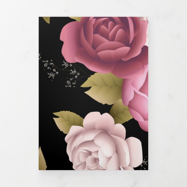 Carte De Fin D'année Trois Volets Bouquets de Roses 3 (Page de couverture)