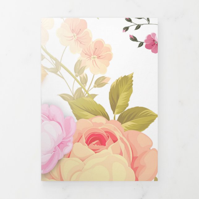 Carte De Fin D'année Trois Volets Bouquets de Roses 4 (Page de couverture)