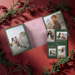 Carte De Fin D'année Trois Volets Bright Cheer Minimal Modern Wavy Photo Collage<br><div class="desc">Célébrez la saison avec notre carte de vacances "Bright Cheer" triplée photo collage famille, un mélange parfait de style rétro moderne minimaliste. Ce design, vert et rose, présente une bordure rétro ondulée et chic qui incarne l'esprit de nostalgie et de joie. L'association de script moderne et de texte serif ajoute...</div>