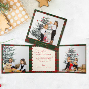 Carte De Fin D'année Trois Volets Buffalo Plaid Festive Photos Noël
