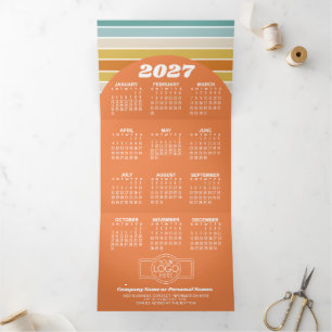 Carte De Fin D'année Trois Volets Calendrier 2027 - Photo de logo - Arche Moderne Bo