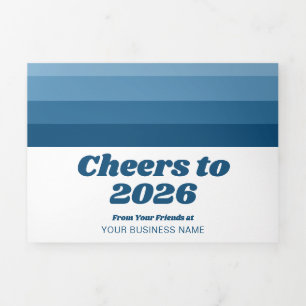 Carte De Fin D'année Trois Volets Calendrier - Logo - Entreprise Bandes Rétro Navy