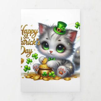 Carte De Fin D'année Trois Volets Carte de la Saint Patrick avec Kitty