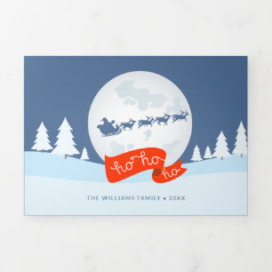 Carte De Fin D'année Trois Volets CARTE DE VACANCES PHOTO   Ho Ho Ho Happy Holidays