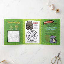 Carte de voeux Echidna Puzzle Wildlife Trifold