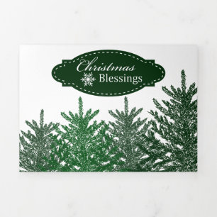 Carte De Fin D'année Trois Volets CARTE PHOTO de vacances   Forêt d'arbres de Noël