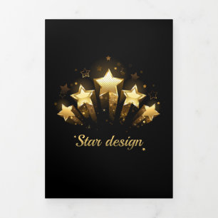 Carte De Fin D'année Trois Volets Cinq étoiles d'or en noir