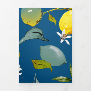 Carte De Fin D'année Trois Volets citrons aquarelle 28