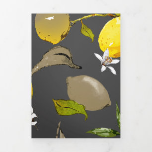 Carte De Fin D'année Trois Volets citrons d'aquarelle 35