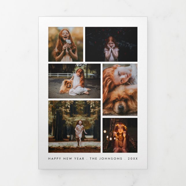 Carte De Fin D'année Trois Volets Collage de photos personnalisé Newsletter Nouvel A (Page de couverture)