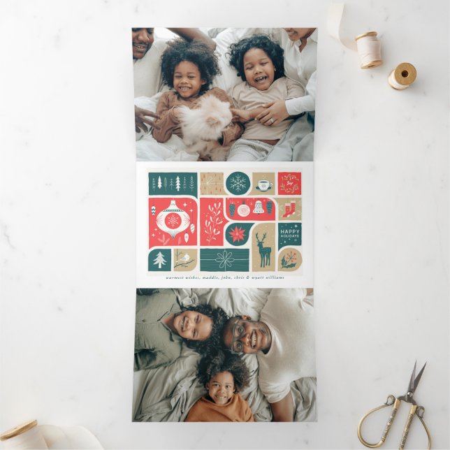Carte De Fin D'année Trois Volets Collage Festive Holiday (Intérieur)