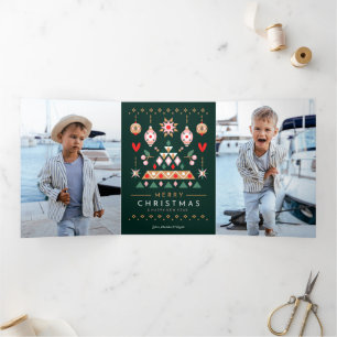 Carte De Fin D'année Trois Volets Création de Noël scandinave