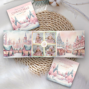 Carte De Fin D'année Trois Volets Dreamy Pastel Winter Wonderland 4 Photo Noël