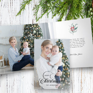 Carte De Fin D'année Trois Volets Élégante calligraphie de Noël Joyeux 1-Photo