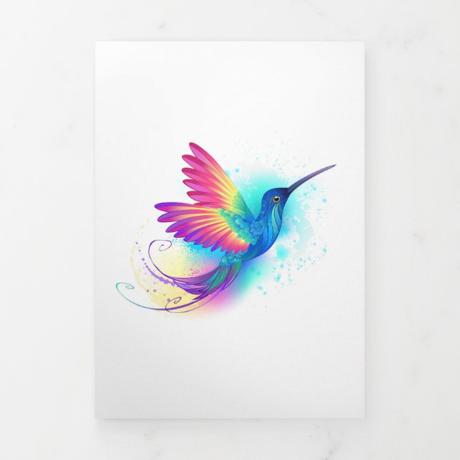 Carte De Fin D'année Trois Volets Exotic Rainbow Hummingbird (Page de couverture)