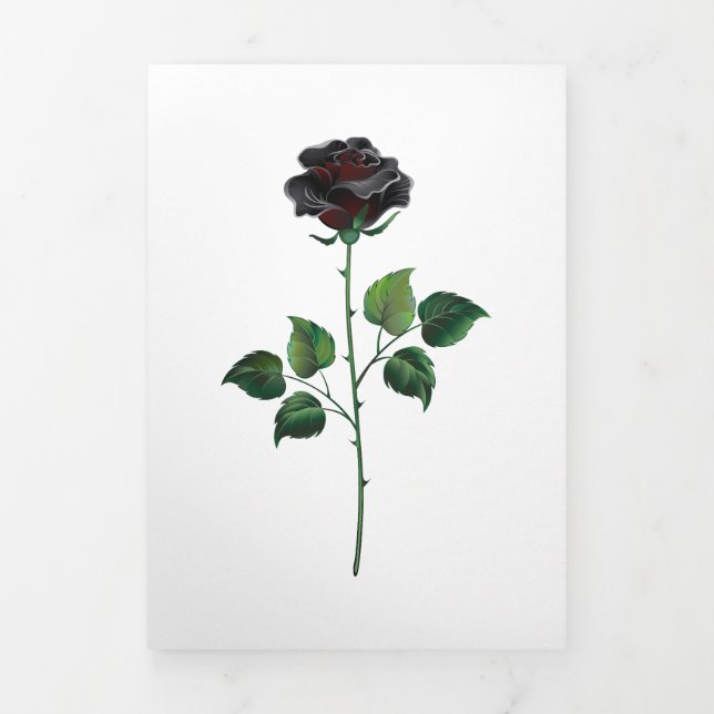 Carte De Fin D'année Trois Volets Fleur rose noire (Page de couverture)