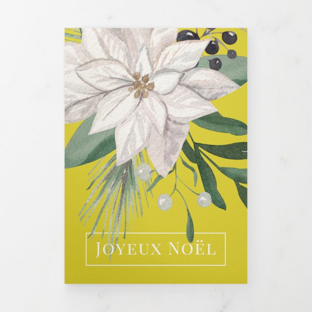 Carte De Fin D'année Trois Volets Fleurs d'hiver Joyeux Noël Élégant Noël (Page de couverture)