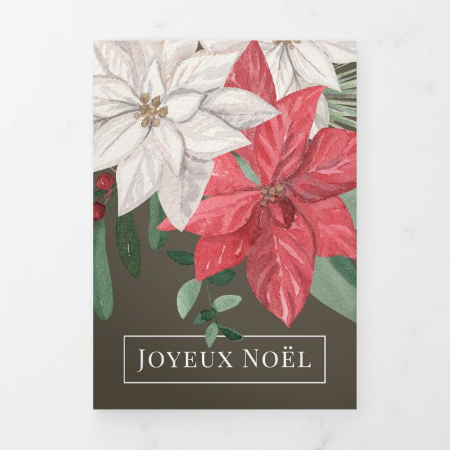 Carte De Fin D'année Trois Volets Fleurs d'hiver Joyeux Noël Élégant Noël (Page de couverture)