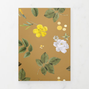 Carte De Fin D'année Trois Volets Fleurs jaunes et roses blanches 4