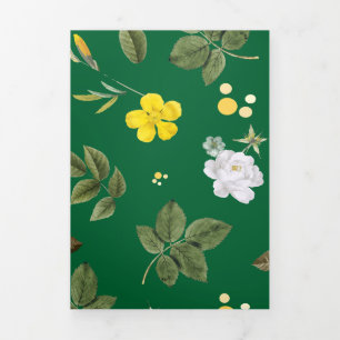 Carte De Fin D'année Trois Volets Fleurs jaunes et roses blanches 6