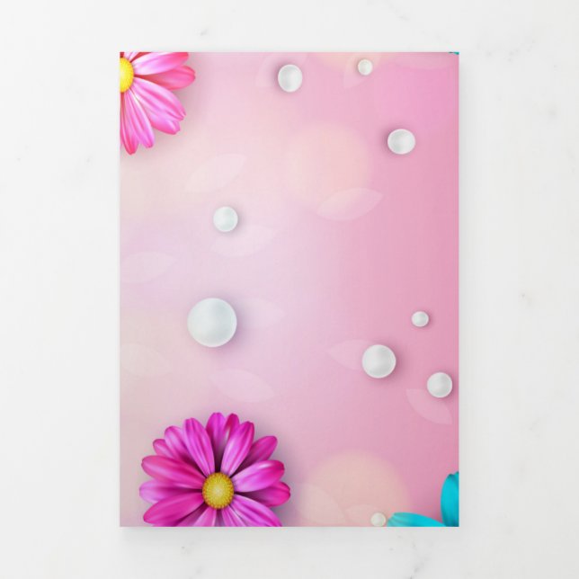 Carte De Fin D'année Trois Volets Fleurs Motif 7 (Page de couverture)