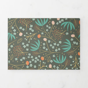 Carte De Fin D'année Trois Volets Floral de Christmas
