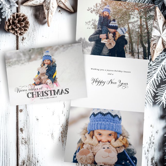 Carte De Fin D'année Trois Volets Fun Custom Christmas Typographie Photo (Créateur téléchargé)