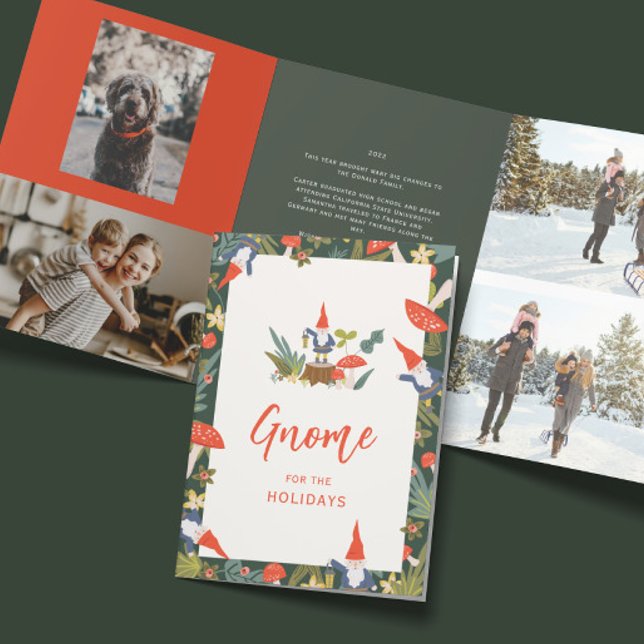 Carte De Fin D'année Trois Volets Gnome pour les fêtes Noël (Créateur téléchargé)