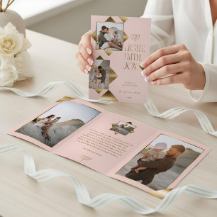 Carte De Fin D'année Trois Volets Hanukkah Photos de famille étoile dorée élégante m