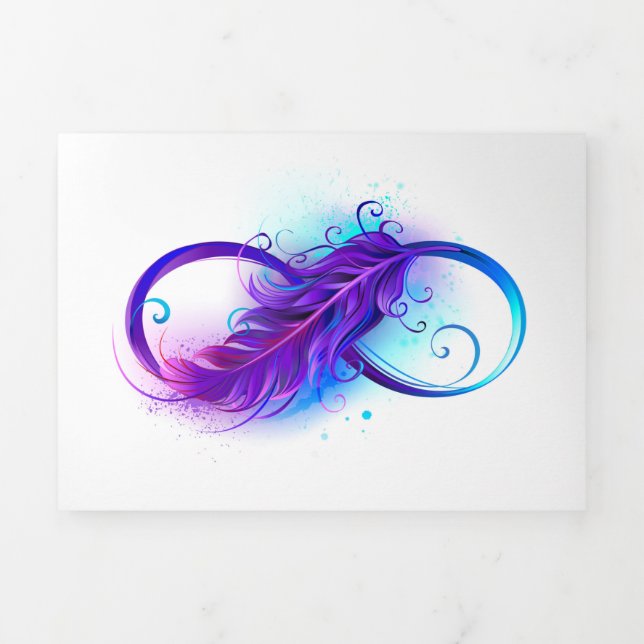 Carte De Fin D'année Trois Volets Infinity with Purple Feather (Page de couverture)