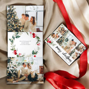 Carte De Fin D'année Trois Volets Joyeux Noël Berry Feuille Photo