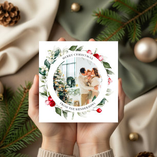 Carte De Fin D'année Trois Volets Joyeux Noël Berry Feuille Photo